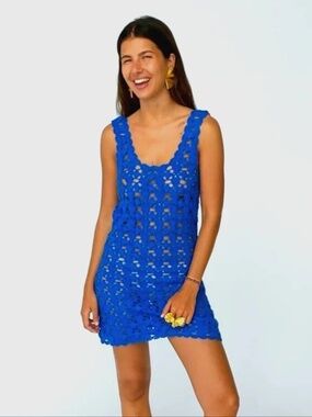 NWT ZARA KNIT MINI DRESS LIMITED EDITION NEON BLUE - REF. 3653/008 - size small